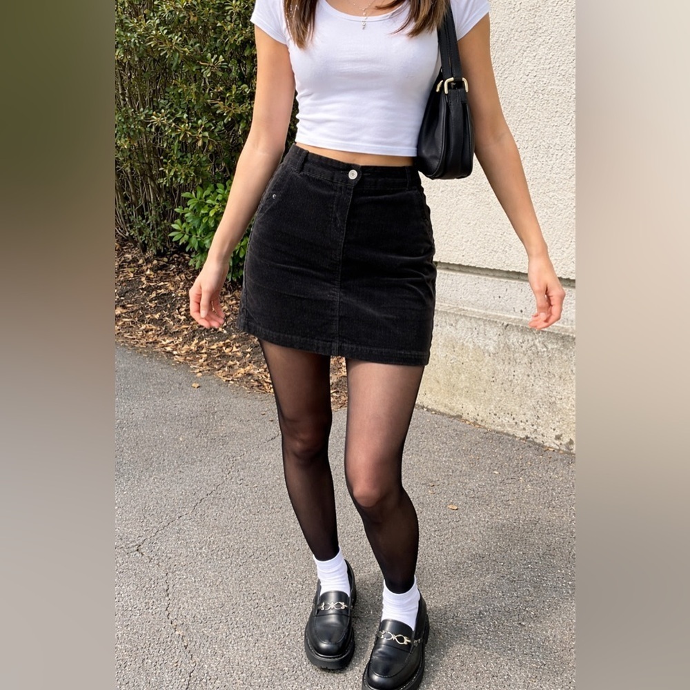 J.Crew Black Stretch Corduroy Mini Skirt